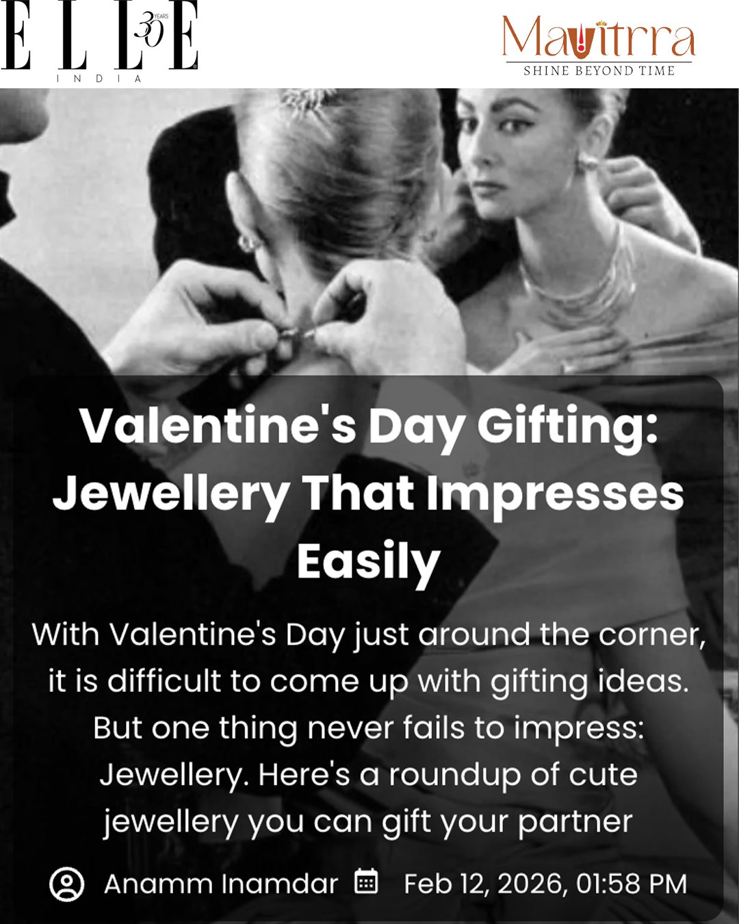 As featured in @elleindia ✨
When it comes to Valentine’s Day gifting, jewellery never misses. And this season, the spotlight shines on Mavitrra’s Trillion Charm Pendant—a piece that blends minimal elegance with statement brilliance.
Designed for those who appreciate understated luxury, this geometric silhouette captures light, emotion, and intention in every facet. 💎
Because the most unforgettable gifts aren’t loud — they’re timeless.
#MavitrraJewels #ShineBeyondTime #ELLEIndia #ValentinesDayGifting #LuxuryJewellery #DiamondPendant #UnderstatedLuxury #FineJewelleryIndia #GiftWithMeaning #TimelessElegance