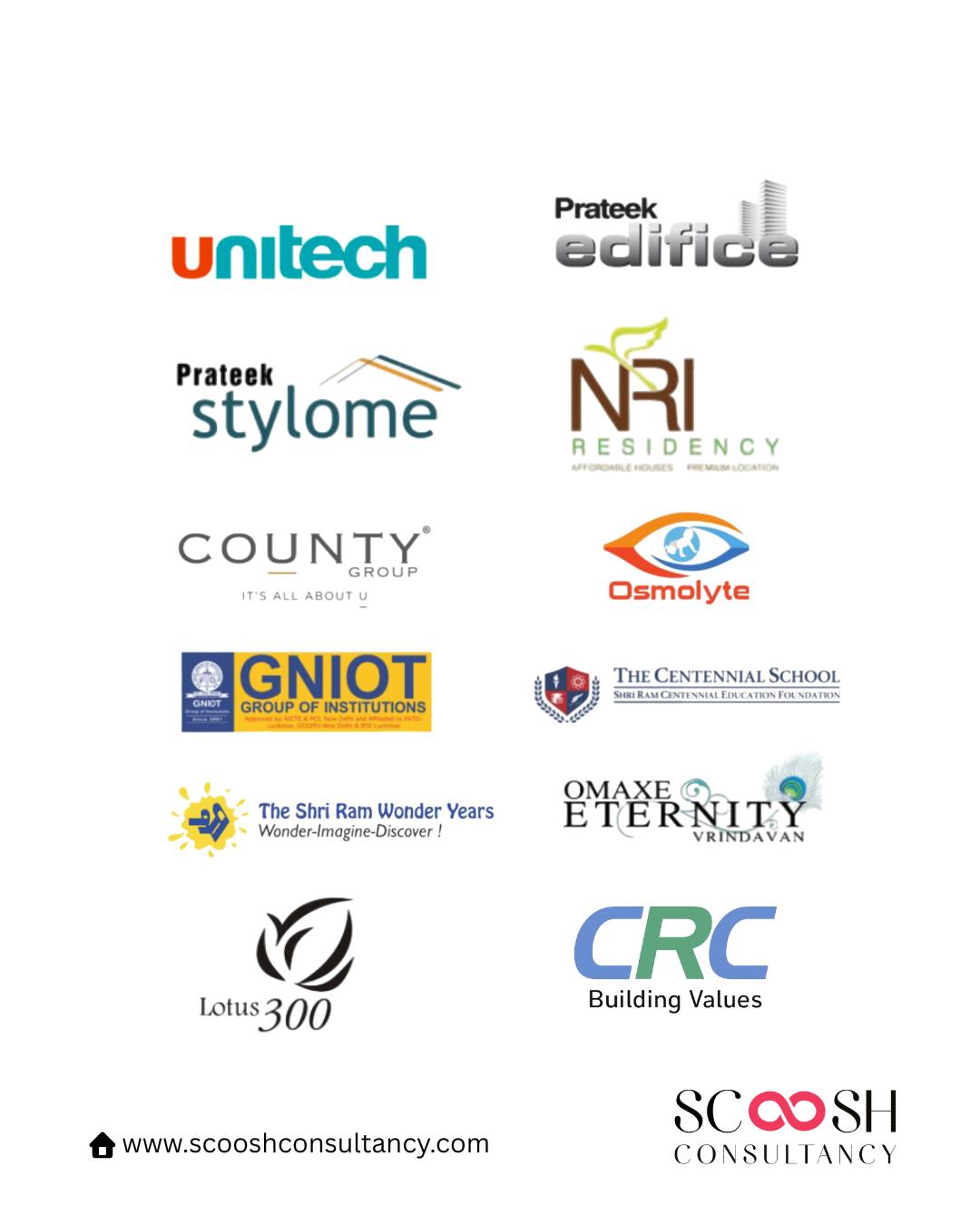 Strong partnerships build stronger communities. 🤝
At Scoosh Consultancy, we believe collaboration is the foundation of growth. Our associate partners represent trusted names across real estate, education, and development — all working together to create meaningful opportunities and thriving spaces.
Together, we turn vision into reality and ideas into lasting value.
🌐 www.scooshconsultancy.com