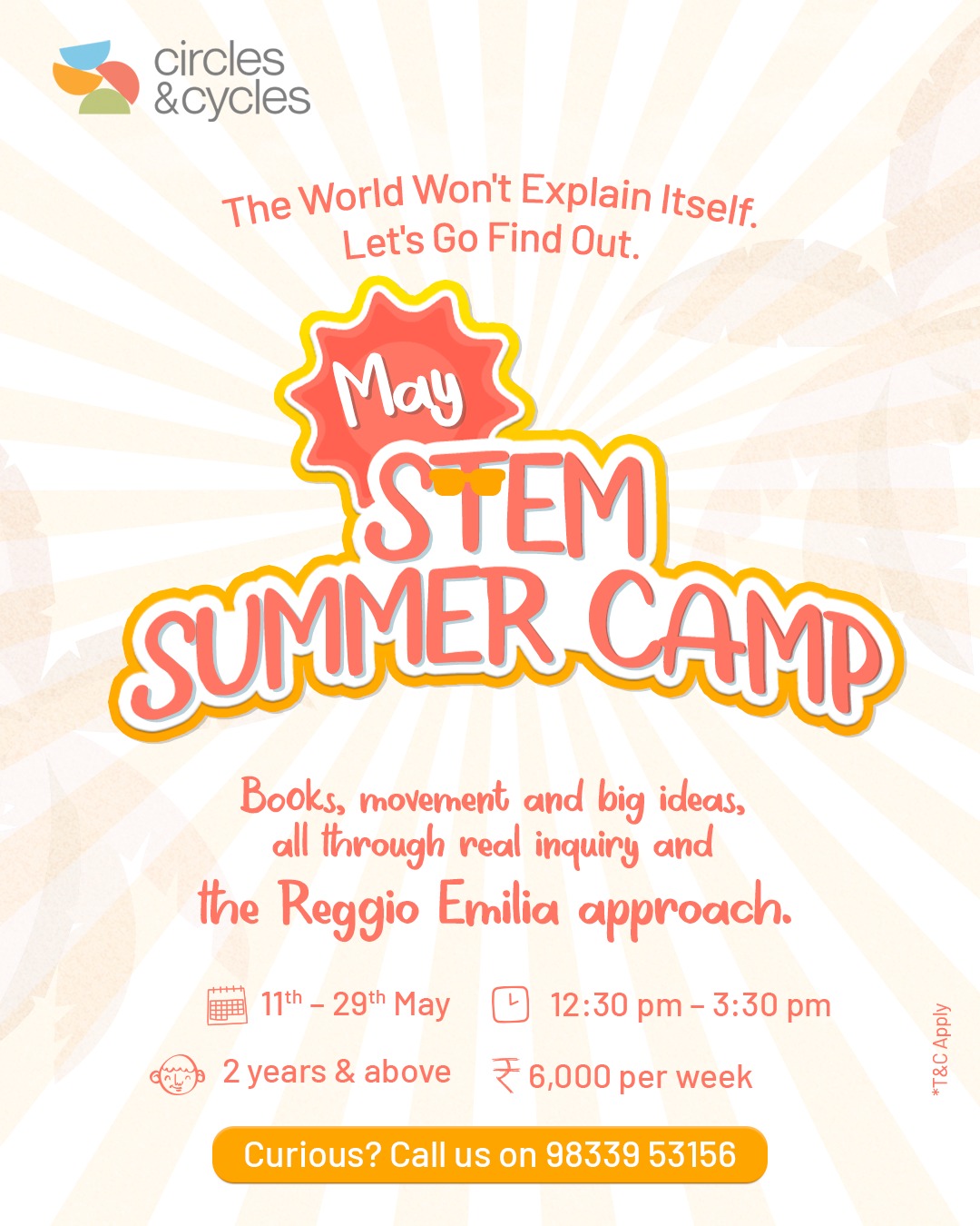 The world doesn’t come with answers, and that’s the best part. ✨This May, our STEM Summer Camp at Circles & Cycles invites children to question, explore and discover through books, movement and hands-on inquiry. Rooted in the Reggio Emilia approach, every experience is designed to spark curiosity and turn ideas into action.For children who love to wonder, build and make sense of the world around them.Limited spots available.#STEMForKids #SummerCampMumbai #STEMSummerCamp #ReggioInspired #PreschoolInBandra