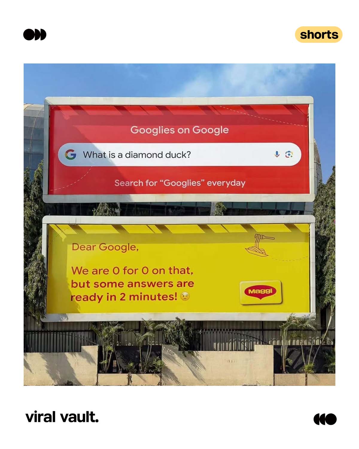 When billboards start talking like the internet, you know the campaign has nailed it.
Google’s #Googlies turned everyday search queries into witty, brand-to-brand banter that people couldn’t help but stop, read, and share. From streets to social feeds, it proved that the best advertising doesn’t interrupt conversations-it becomes one.
Smart. Relatable. Instantly viral.
#Google #Googlies #MarketingCampaign #ViralVaultIndia
