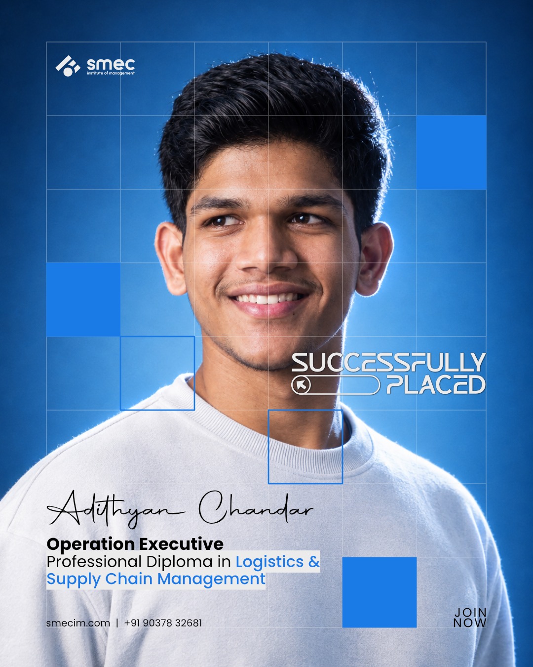 A new achievement marks the beginning of an exciting professional journey for Adithyan Chandar, who has successfully sec