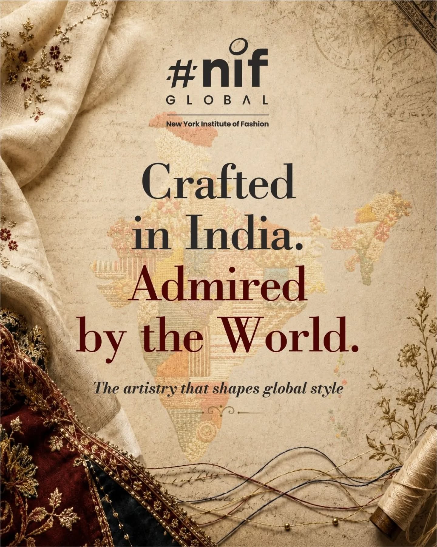 Crafted with heritage, styled for the world.
From timeless textiles to iconic craftsmanship, India’s artistry continues to inspire global fashion.
Every motif tells a story. Every thread carries tradition.
#NIFGlobal #CraftedInIndia #IndianCraftsmanship